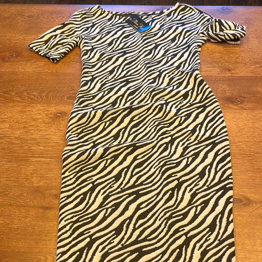 Black and White zebra print midi dress